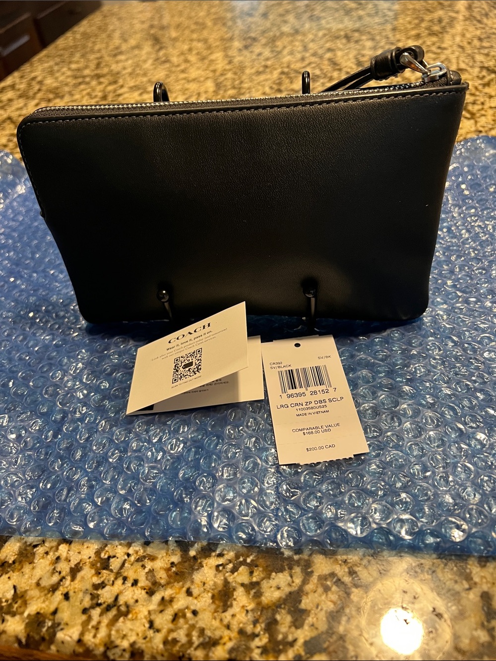 Coach Black Leather C Logo Wristlet - Picture 2 of 5